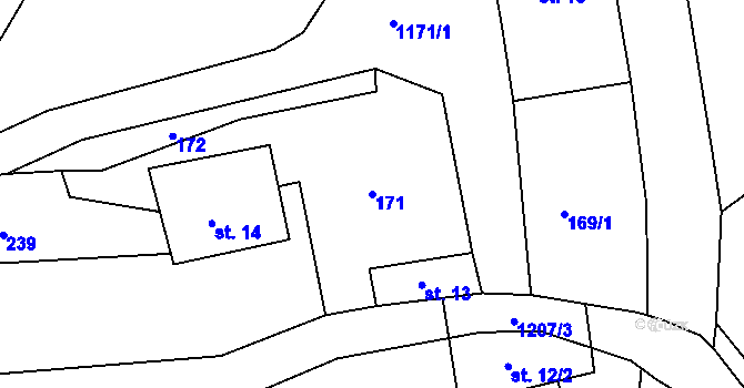 Parcela st. 171 v KÚ Velký Valtinov, Katastrální mapa
