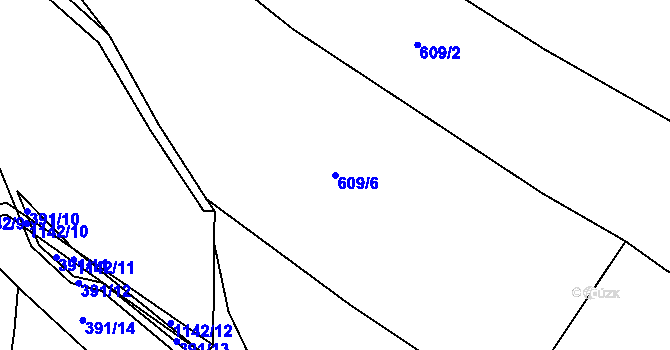 Parcela st. 609/6 v KÚ Velký Valtinov, Katastrální mapa