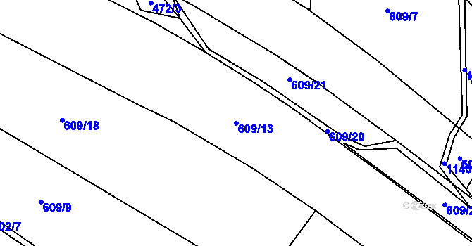 Parcela st. 609/13 v KÚ Velký Valtinov, Katastrální mapa