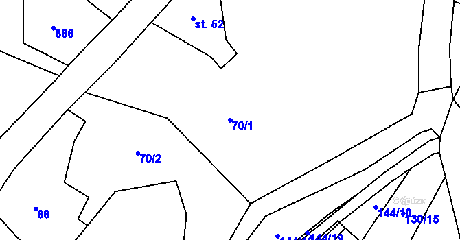 Parcela st. 70/1 v KÚ Velký Valtinov, Katastrální mapa