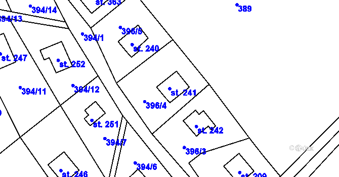 Parcela st. 241 v KÚ Velký Vřešťov, Katastrální mapa