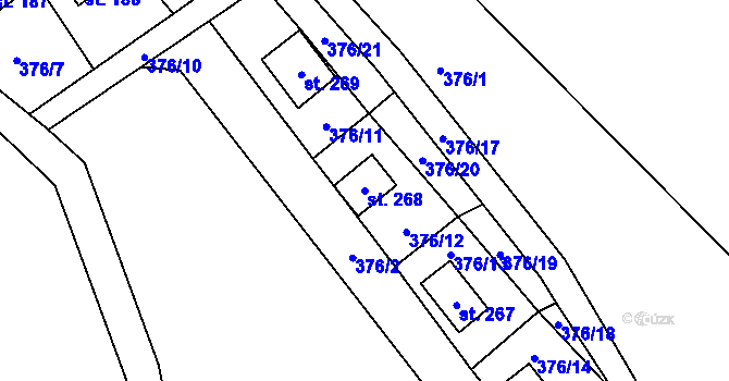 Parcela st. 268 v KÚ Velký Vřešťov, Katastrální mapa