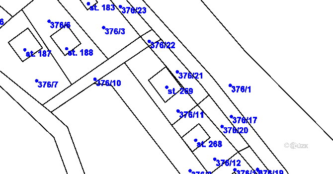Parcela st. 269 v KÚ Velký Vřešťov, Katastrální mapa