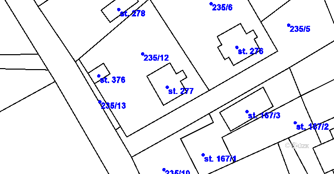 Parcela st. 277 v KÚ Velký Vřešťov, Katastrální mapa