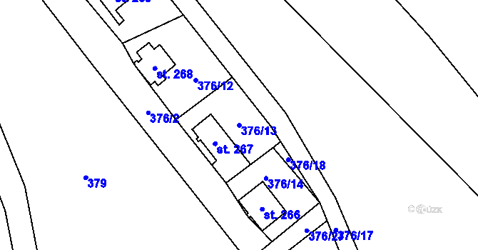 Parcela st. 376/13 v KÚ Velký Vřešťov, Katastrální mapa