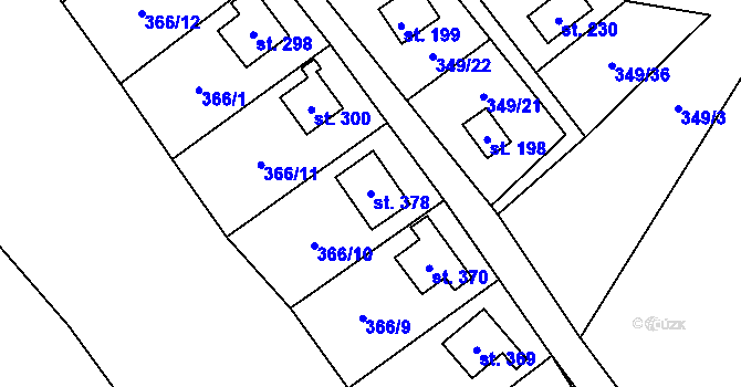 Parcela st. 378 v KÚ Velký Vřešťov, Katastrální mapa