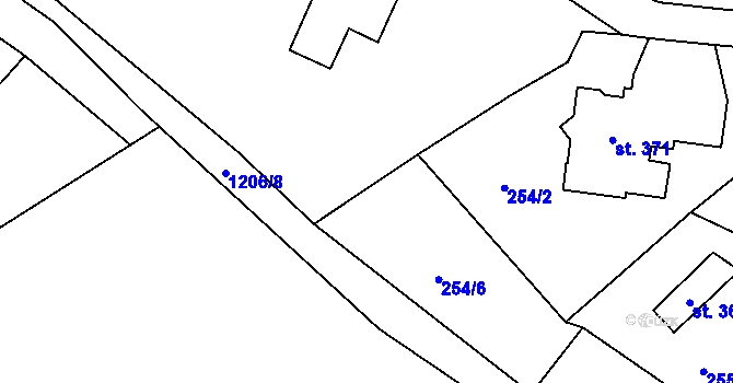 Parcela st. 254/7 v KÚ Velký Vřešťov, Katastrální mapa