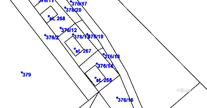 Parcela st. 376/18 v KÚ Velký Vřešťov, Katastrální mapa