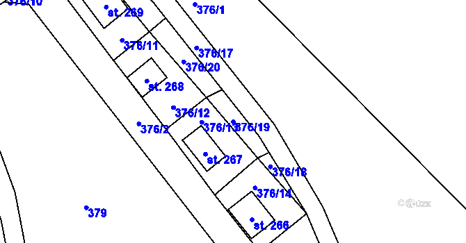 Parcela st. 376/19 v KÚ Velký Vřešťov, Katastrální mapa