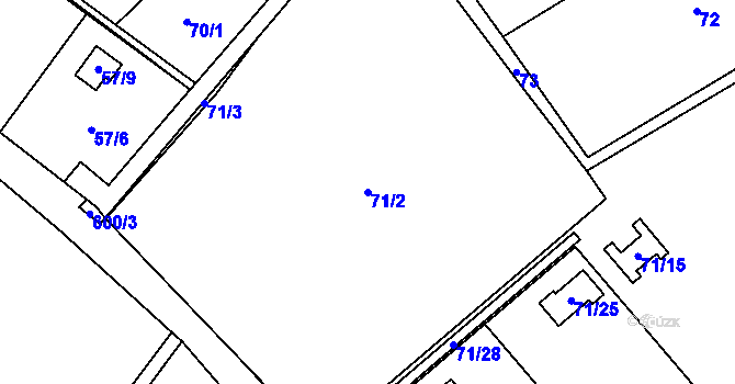 Parcela st. 71/2 v KÚ Vělopolí, Katastrální mapa