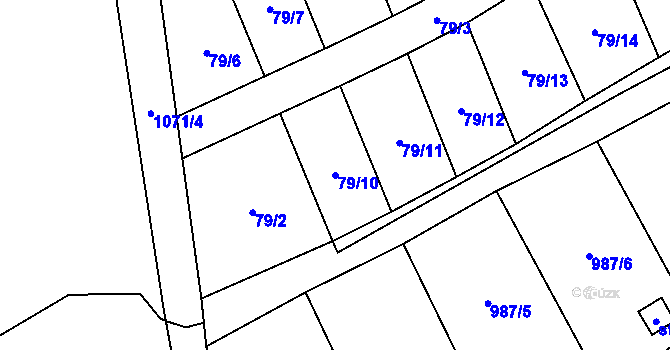 Parcela st. 79/10 v KÚ Veltěže, Katastrální mapa