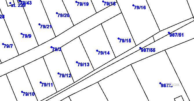 Parcela st. 79/14 v KÚ Veltěže, Katastrální mapa