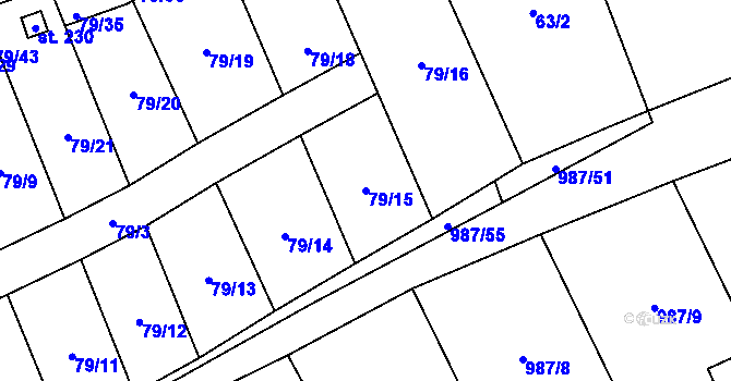 Parcela st. 79/15 v KÚ Veltěže, Katastrální mapa