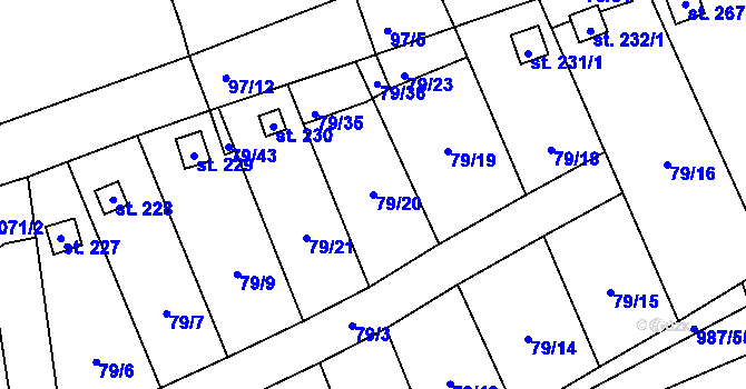 Parcela st. 79/20 v KÚ Veltěže, Katastrální mapa