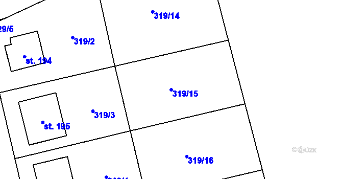 Parcela st. 319/15 v KÚ Veltěže, Katastrální mapa