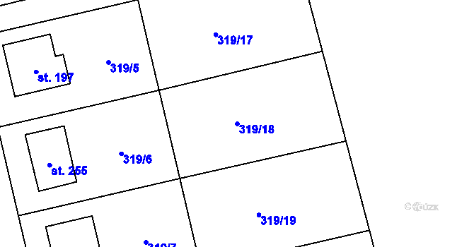 Parcela st. 319/18 v KÚ Veltěže, Katastrální mapa