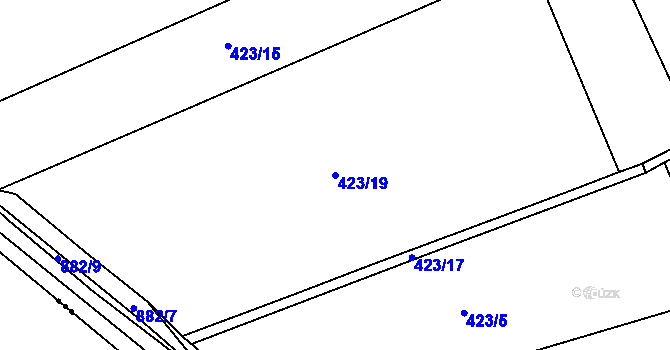 Parcela st. 423/19 v KÚ Veltěže, Katastrální mapa