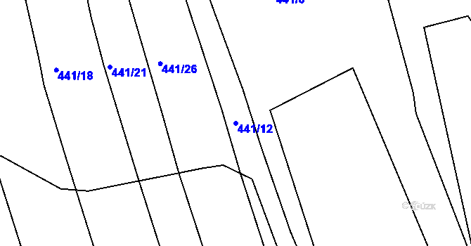 Parcela st. 441/12 v KÚ Veltěže, Katastrální mapa