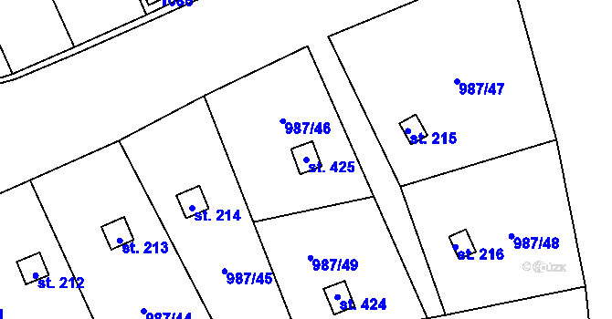 Parcela st. 425 v KÚ Veltěže, Katastrální mapa
