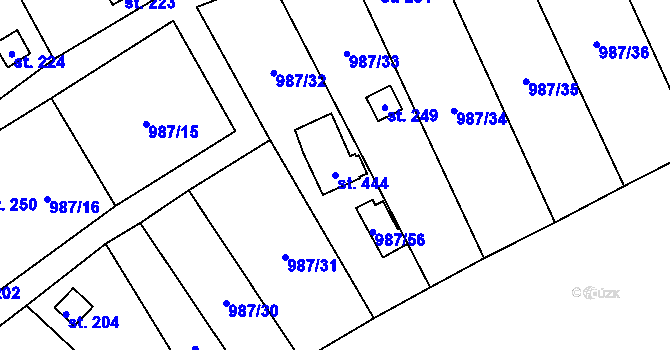 Parcela st. 444 v KÚ Veltěže, Katastrální mapa