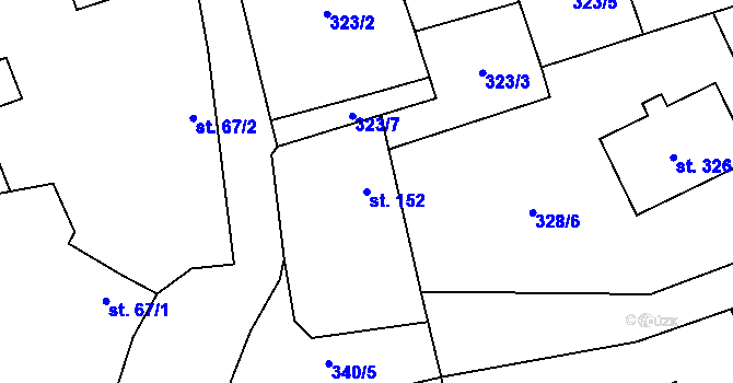 Parcela st. 152 v KÚ Veltruby, Katastrální mapa