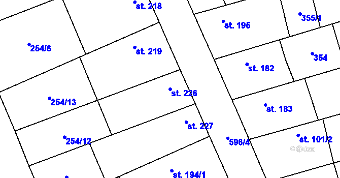 Parcela st. 226 v KÚ Veltruby, Katastrální mapa