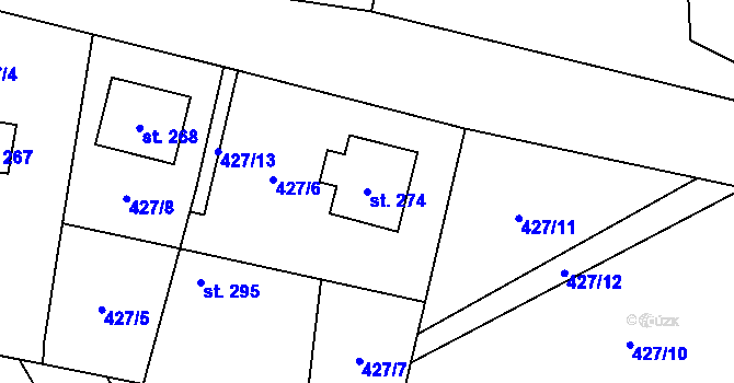 Parcela st. 274 v KÚ Veltruby, Katastrální mapa