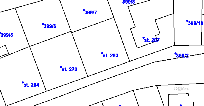 Parcela st. 293 v KÚ Veltruby, Katastrální mapa
