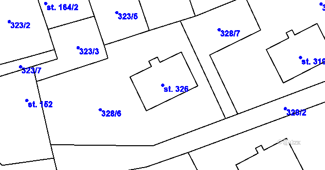Parcela st. 326 v KÚ Veltruby, Katastrální mapa