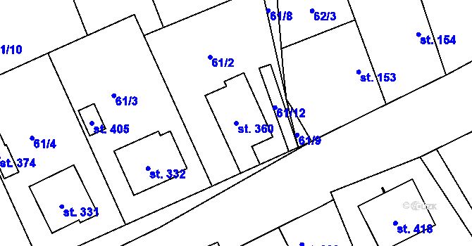 Parcela st. 360 v KÚ Veltruby, Katastrální mapa
