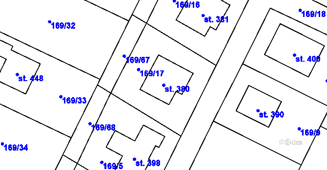 Parcela st. 380 v KÚ Veltruby, Katastrální mapa