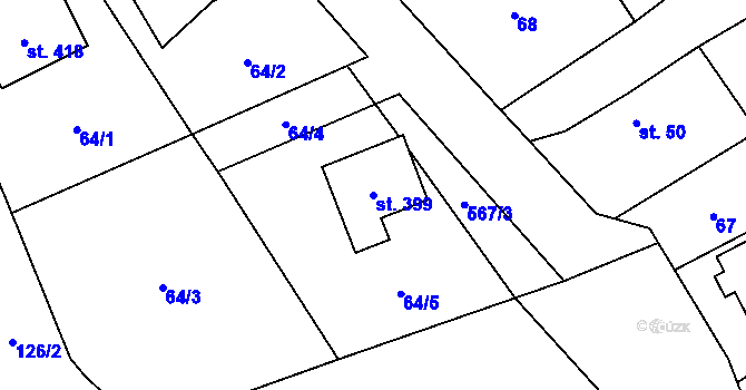 Parcela st. 399 v KÚ Veltruby, Katastrální mapa