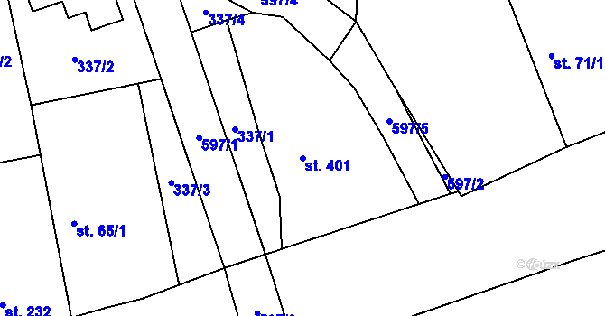 Parcela st. 401 v KÚ Veltruby, Katastrální mapa