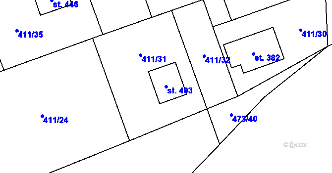 Parcela st. 403 v KÚ Veltruby, Katastrální mapa