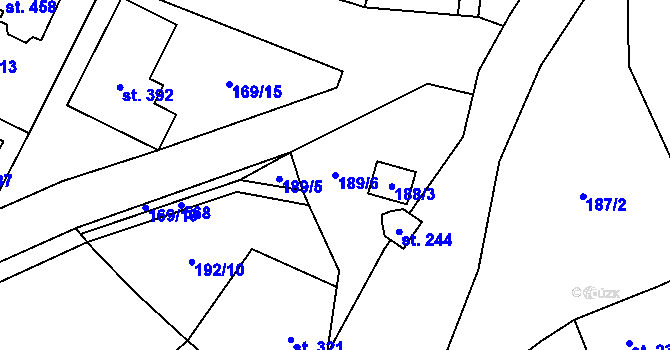 Parcela st. 189/6 v KÚ Veltruby, Katastrální mapa