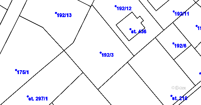 Parcela st. 192/3 v KÚ Veltruby, Katastrální mapa