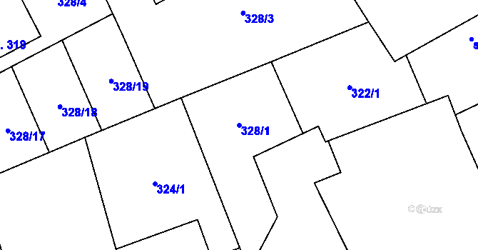 Parcela st. 328/1 v KÚ Veltruby, Katastrální mapa