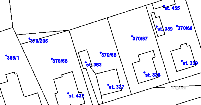Parcela st. 370/66 v KÚ Veltruby, Katastrální mapa