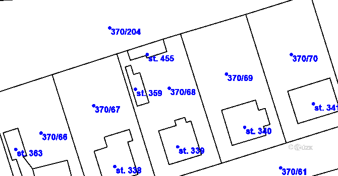 Parcela st. 370/68 v KÚ Veltruby, Katastrální mapa