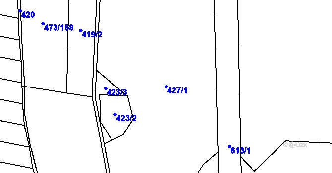 Parcela st. 427/1 v KÚ Veltruby, Katastrální mapa