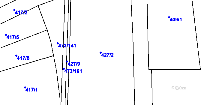 Parcela st. 427/2 v KÚ Veltruby, Katastrální mapa