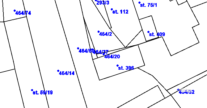 Parcela st. 464/20 v KÚ Veltruby, Katastrální mapa