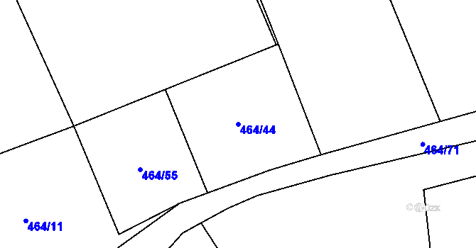 Parcela st. 464/44 v KÚ Veltruby, Katastrální mapa
