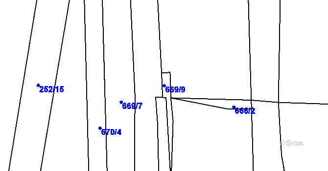 Parcela st. 669/9 v KÚ Veltruby, Katastrální mapa