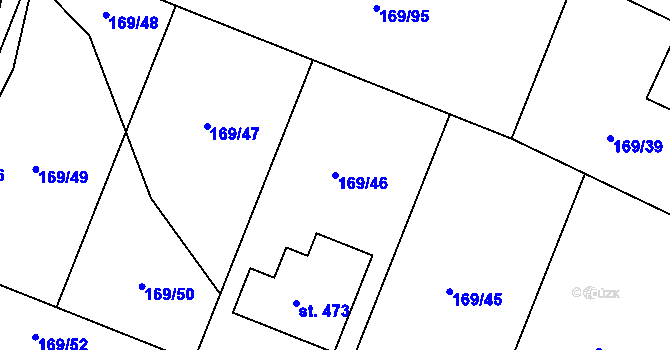 Parcela st. 169/46 v KÚ Veltruby, Katastrální mapa