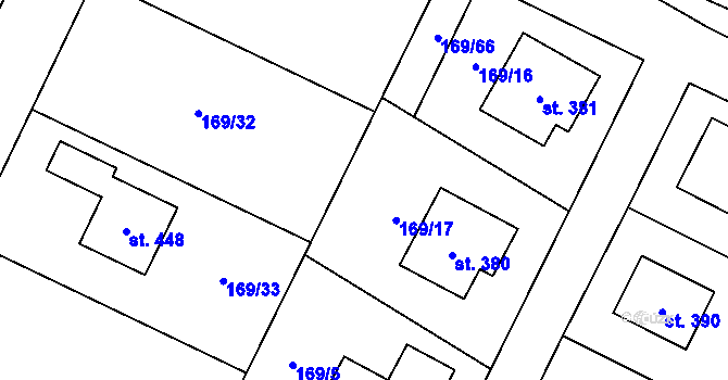 Parcela st. 169/67 v KÚ Veltruby, Katastrální mapa