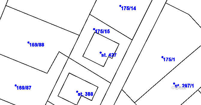Parcela st. 427 v KÚ Veltruby, Katastrální mapa