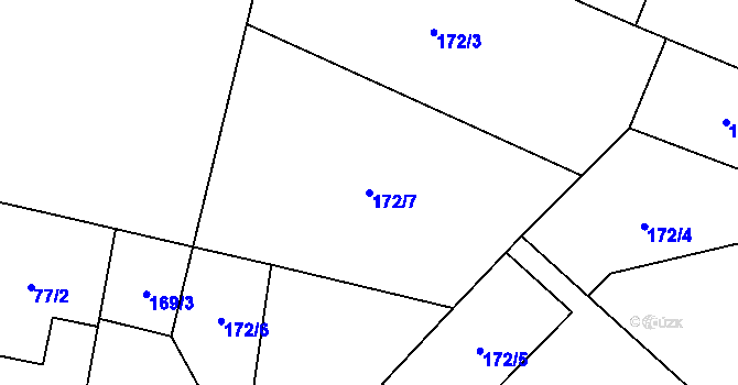 Parcela st. 172/7 v KÚ Veltruby, Katastrální mapa