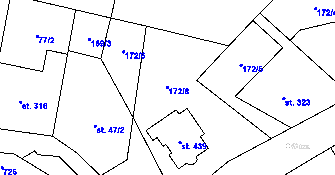 Parcela st. 172/8 v KÚ Veltruby, Katastrální mapa