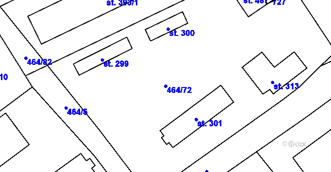 Parcela st. 464/72 v KÚ Veltruby, Katastrální mapa